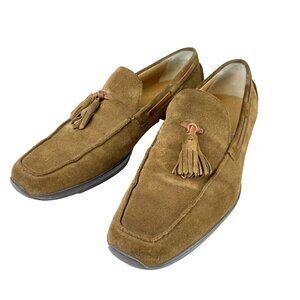 Salvatore‎ Ferragamo Loafers Men's 8 D Kiltie Tassel Brown Suede Leather Italy